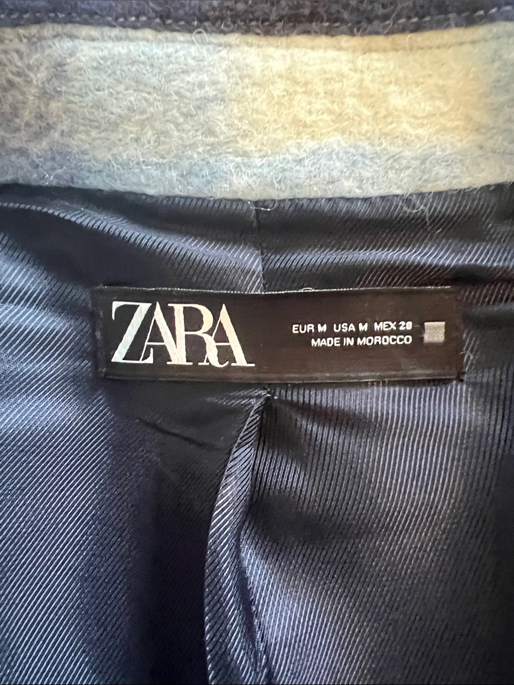 Zara Blue Brown Plaid Wool Blend Shacket - Picture 2 of 2